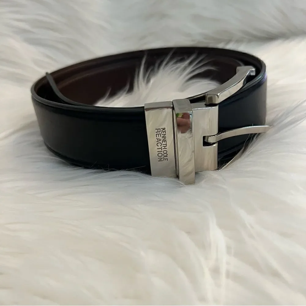 Kenneth Cole Reaction Belt Mens Brown Black Reversible Buckle Dress Size 36/90